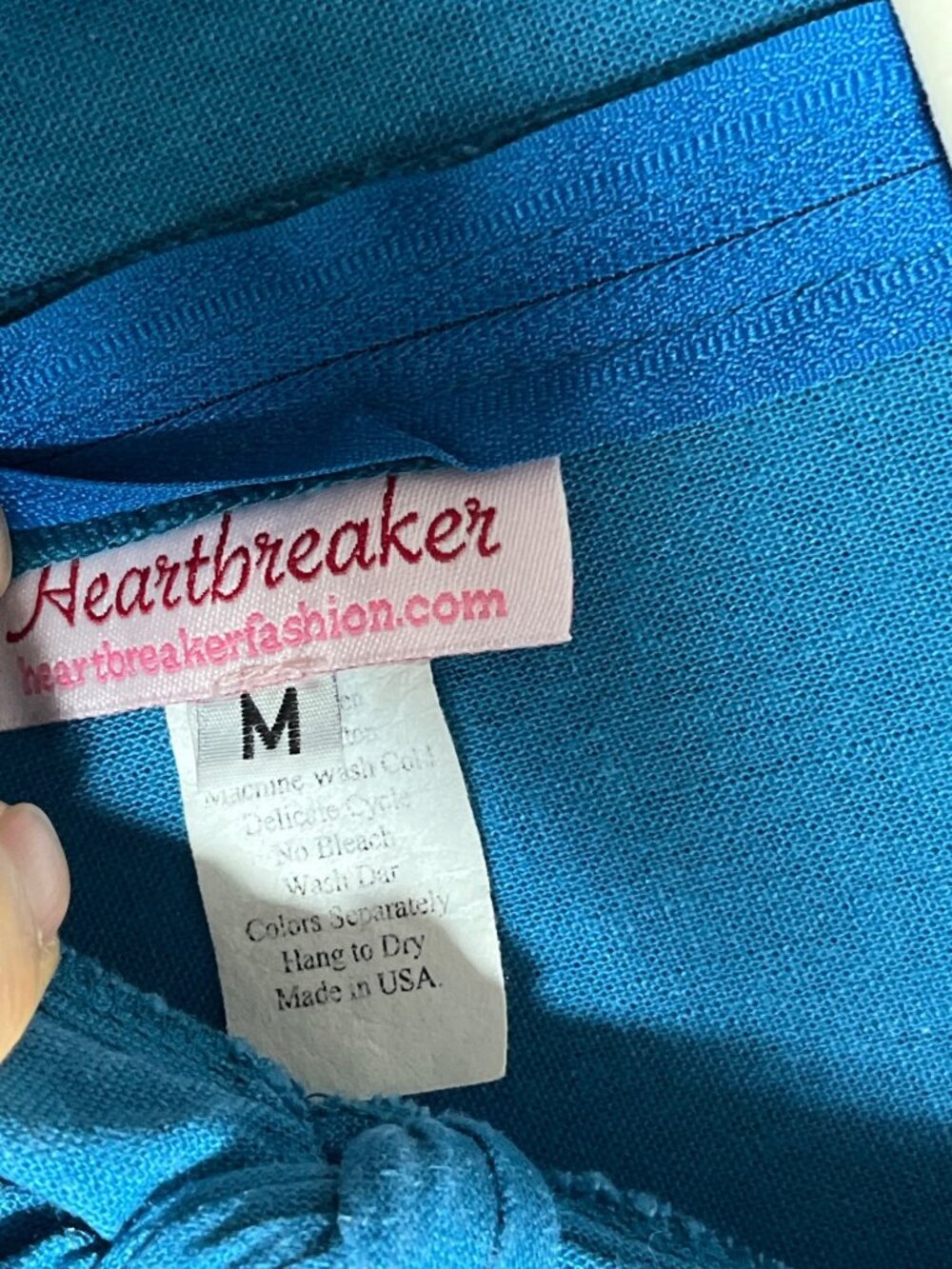 Vtg Heartbreaker Linen Blend Dress Fit Flare Empire Retro Blue Pin Up Midi Wom M - Picture 7 of 9